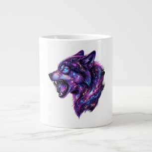 Grande Tasse T-Shirt Graphique Loup Hurlant Galaxie Cosmique Cé