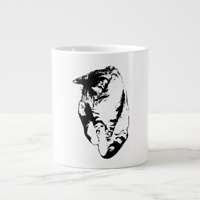 Grande Tasse Tabby Cat Monochrome Musique (Devant)