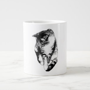 Grande Tasse Tabby Cat Monochrome Musique