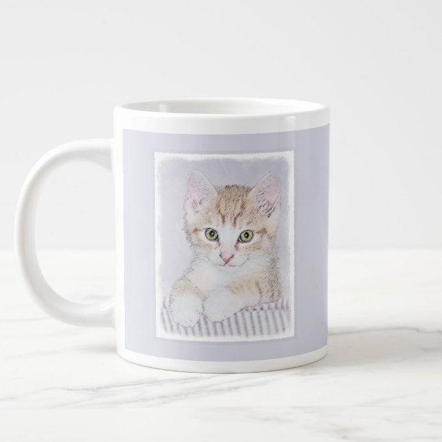 Grande Tasse Tabby Orange Kitten Peinture - Art Chat original (Gauche)