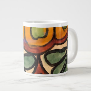 Grande Tasse Talavera Mexicaine Poterie Brown or vert