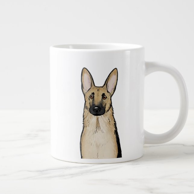 Grande Tasse Tan clair et chien berger allemand noir | Art pour (Droite)