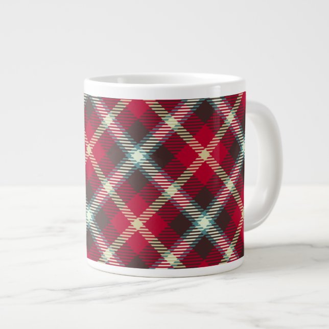 Grande Tasse Tartan Motif Noël Plaid 20oz Café (Devant droit)