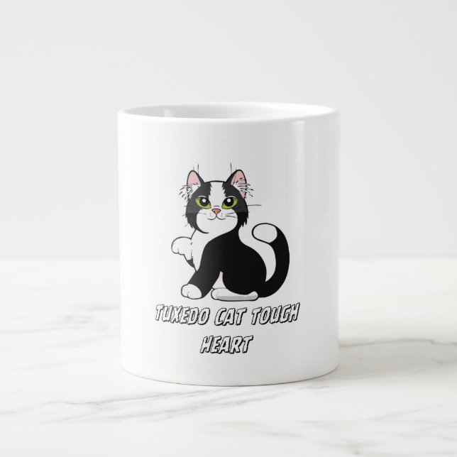 Grande Tasse "Tasse Chat Smoking Cœur Dur Mignon" (Devant)