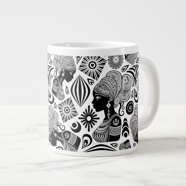 Grande Tasse Tatouage Tribal Portrait de Fille Africaine (Devant droit)