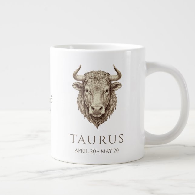 Grande Tasse Taurus Zodiac Personalized Name & Birth Date (Droite)