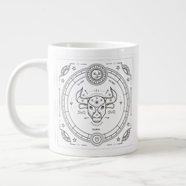Grande Tasse Taurus Zodiac Personnalisé Anniversaire (Gauche)