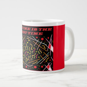 Grande Tasse TEA TIME Couleurs rouge noir blanc design d'art