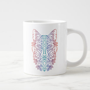 Grande Tasse Tête de loup de couleur dégradé artistique