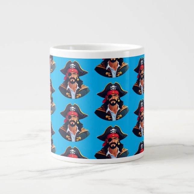 Grande Tasse Tête de pirate avec chapeau de marin et cache-œil  (Devant)