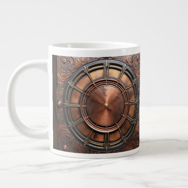 Grande Tasse Tête de temps en cuivre Steampunk (Gauche)