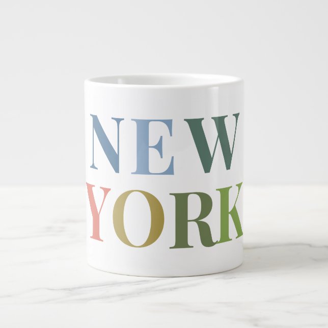 Grande Tasse Texte coloré de New York (Devant)