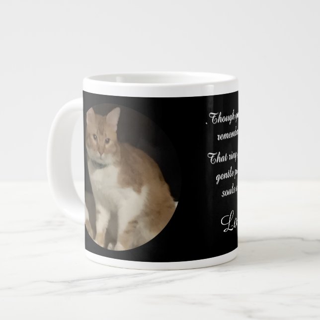 Grande Tasse Texte du nom du mémorial de la photo de chat   (Devant gauche)
