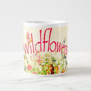Grande Tasse Texte Fleurs Sauvages Colorées