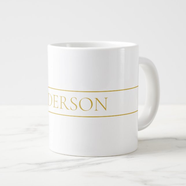 Grande Tasse Texte personnalisable simple et élégant | Or et bl (Devant droit)