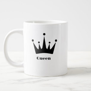 Grande Tasse Texte Reine personnalisé Image Couronne Noire Spéc