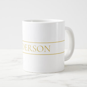 Grande Tasse Texte simple élégant personnalisable   Or et blanc