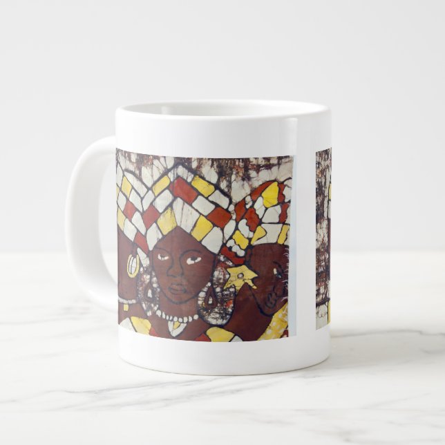 Grande Tasse Textiles peints à la main décrivant tous les jours (Devant gauche)