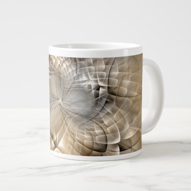 Grande Tasse Texture d'art fractal abstrait de tons terrestres (Devant droit)