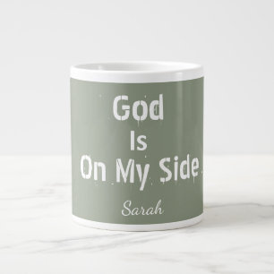 Grande Tasse Thé personnalisé vert sauge Nom Dieu est de mon cô