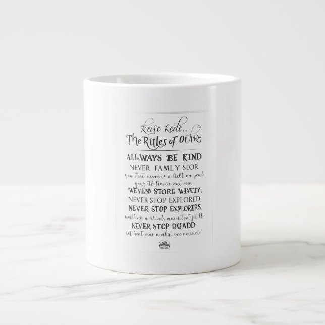 Grande Tasse "The Rules of Our Home" Nom de famille personnalis (Devant)