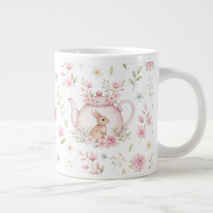 Grande Tasse Théière Lapin Fantaisie Floral Printemps 