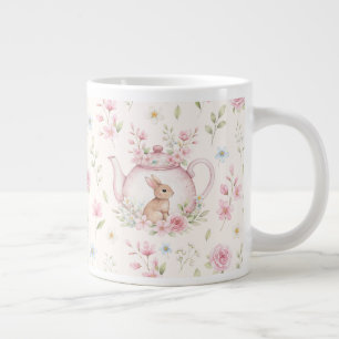 Grande Tasse Théière Lapin Fantaisiste Floral Printemps