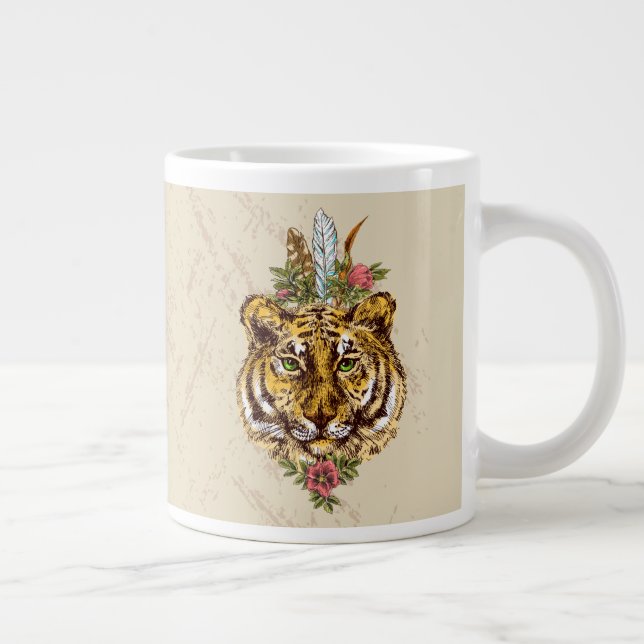 Grande Tasse Tiger Boho Style Portrait (Droite)