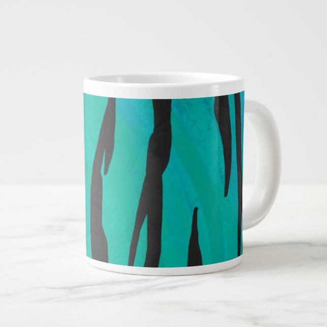 Grande Tasse Tiger noir et Turquoise (Devant droit)