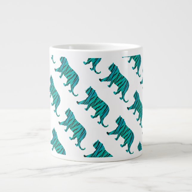 Grande Tasse Tiger noir et Turquoise (Devant)