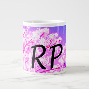 Grande Tasse Titre monogramme floral aquarelle rose violet n