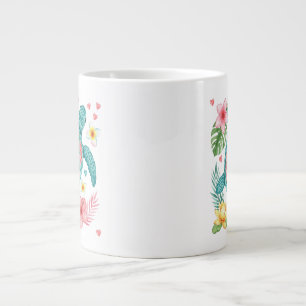 Grande Tasse Tortue de mer Fleurs tropicales été