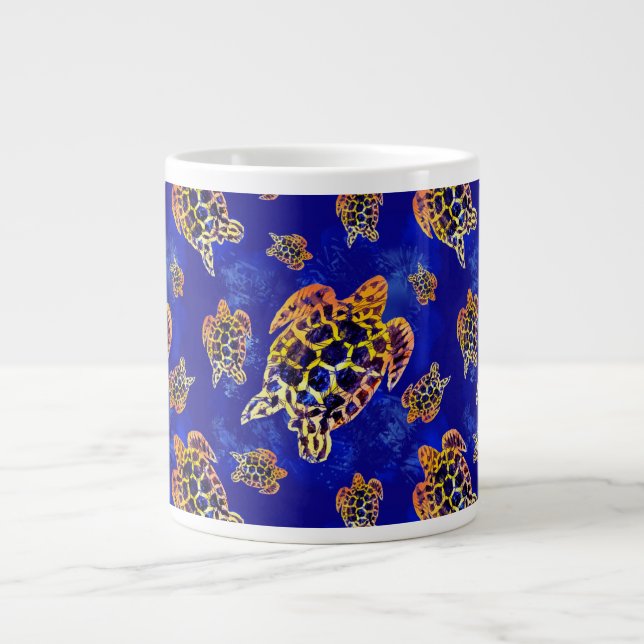 Grande Tasse Tortues marines Batik Art Africain (Devant)