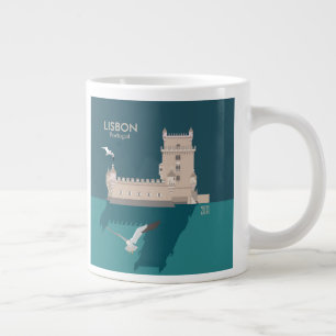 Grande Tasse Tour de Belem de Lisbonne dans le style poster vin