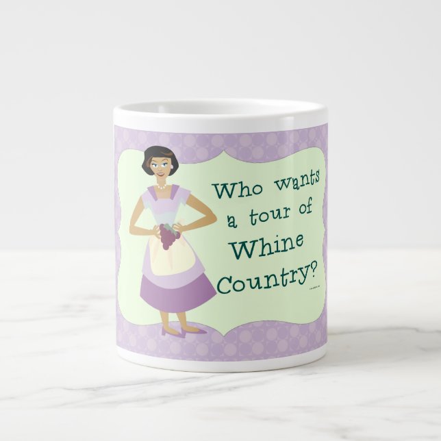 Grande Tasse Tour Whine Country Drôle Cartoon de femme de ménag (Devant)