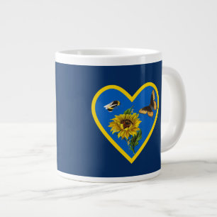 Grande Tasse Tournesol Bee Butterfly Bleu Coeur jaune sur la Ma