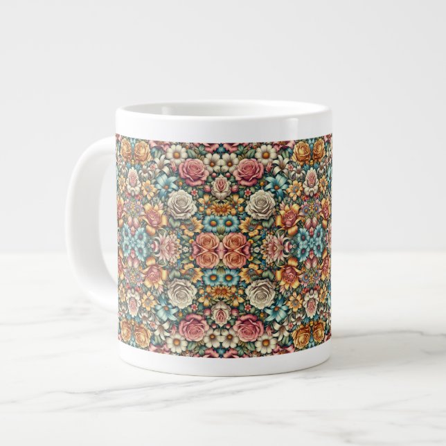 Grande Tasse Tout sur le design floral (Devant gauche)