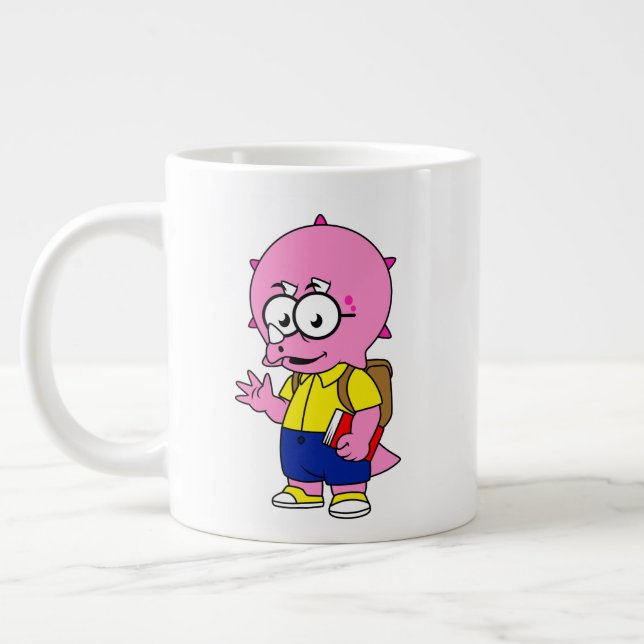 Grande Tasse Tricératops Nerd Avec Sac À Dos Et Manuel. (Gauche)
