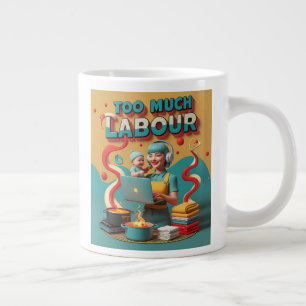 Grande Tasse Trop de travail - Art satirique féministe rétro