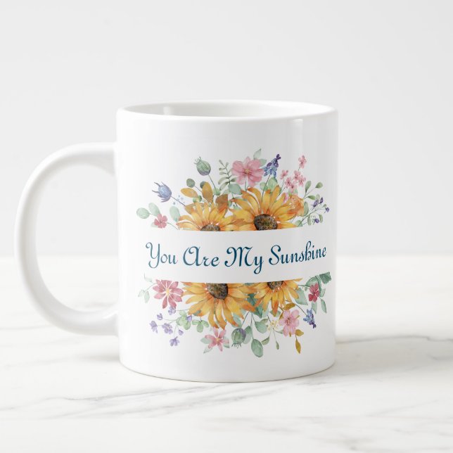 Grande Tasse Tu es mon soleil et fleur citation (Gauche)
