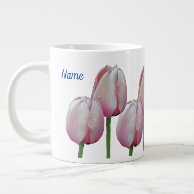 Grande Tasse Tulip Flowers Votre nom Personnalisé (Gauche)