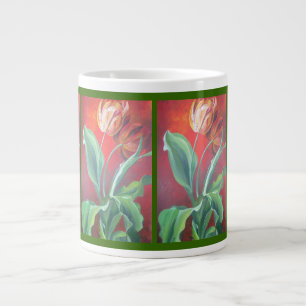 Grande Tasse Tulipes artistiques rouges et jaunes