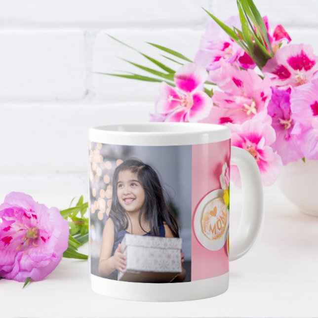 Grande Tasse Tulipes avec personnalisation photo Aimer You Mom (Créateur téléchargé)