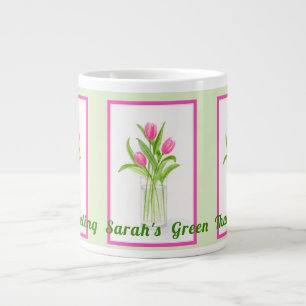 Grande Tasse Tulipes dans l'eau aquarelle peinte à la main PERS