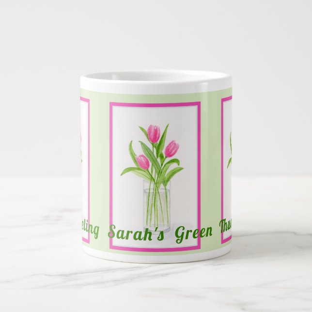 Grande Tasse Tulips in Water Handpainted Watercolor PERSONALIZE (Devant)