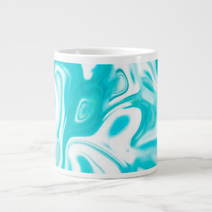 Grande Tasse Turquoise et Marbre blanc Abstrait