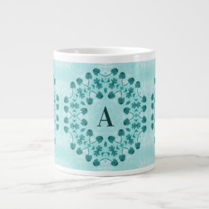 Grande Tasse Turquoise Floral Abstrait Monogramme