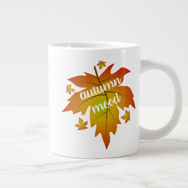 Grande Tasse Typographie de l'humeur d'automne feuille d'érable (Droite)