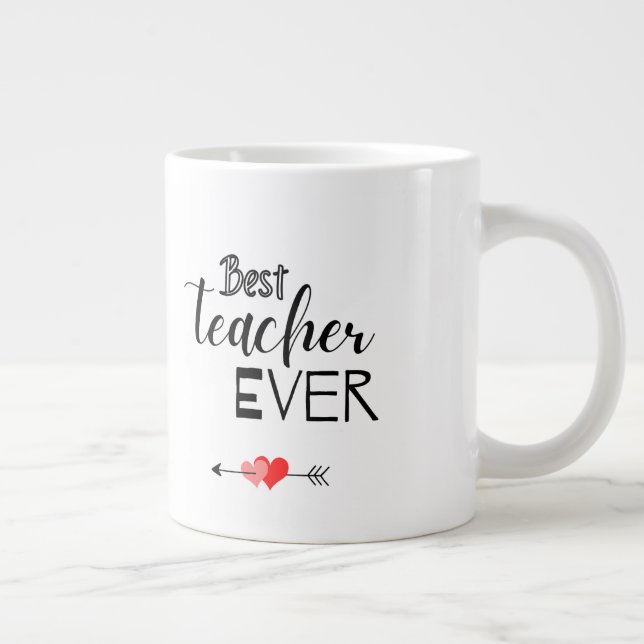 Grande Tasse Typographie Noire Et Blanc Meilleur Enseignant Jam (Droite)