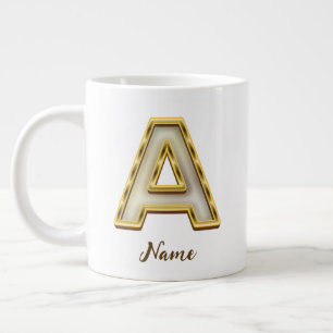 Grande Tasse Typographie originale A Monogram Gold